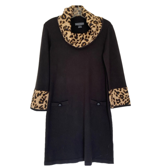 Jessica Howard Dresses & Skirts - Jessica Howard Black Sweater Dress with Animal Print